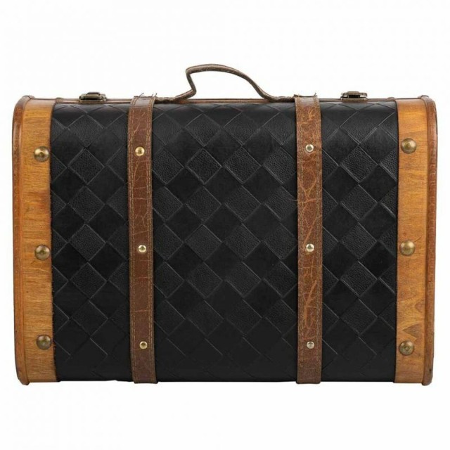 Valise décorative Alexandra House Living Noir PVC Bois Métal Tissu V