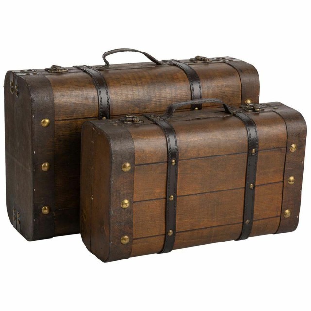 Decorative suitcase Alexandra House Living Brown PVC Wood Metal Vintag