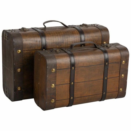 Valise décorative Alexandra House Living Marron PVC Bois Métal Vinta