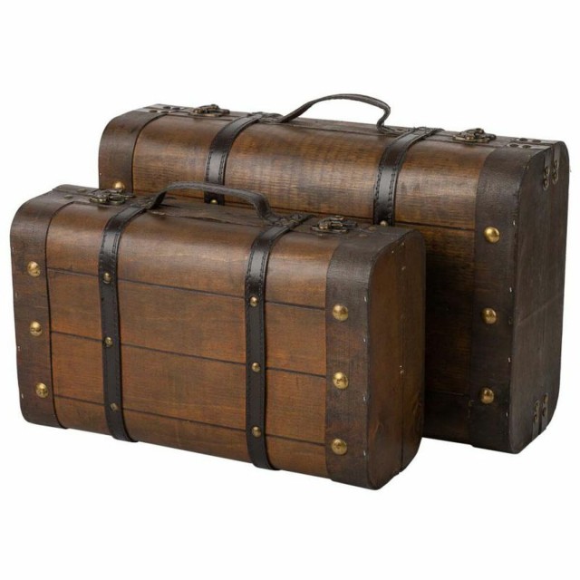 Decorative suitcase Alexandra House Living Brown PVC Wood Metal Vintag