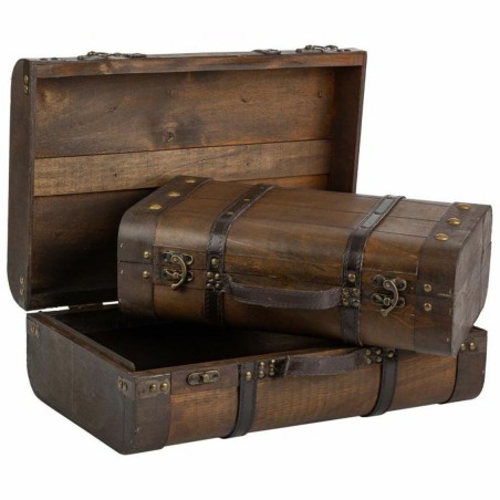 Decorative suitcase Alexandra House Living Brown PVC Wood Metal Vintag