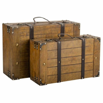Valise décorative Alexandra House Living Marron PVC Bois Métal Vinta