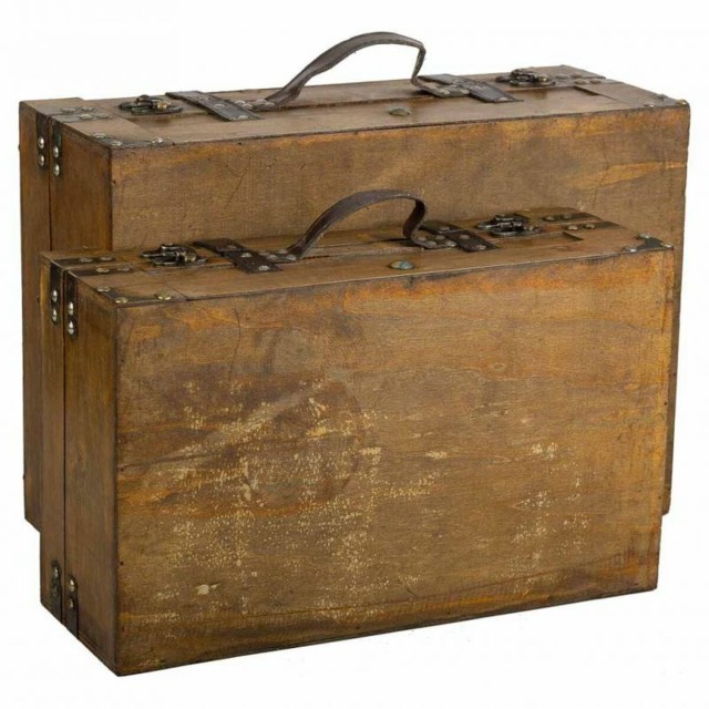 Valise décorative Alexandra House Living Marron PVC Bois Métal Vinta