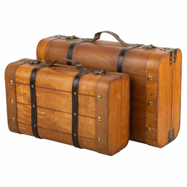 Valise décorative Alexandra House Living Marron PVC Bois Métal Vinta