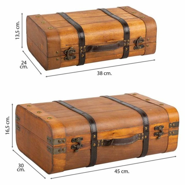Valise décorative Alexandra House Living Marron PVC Bois Métal Vinta