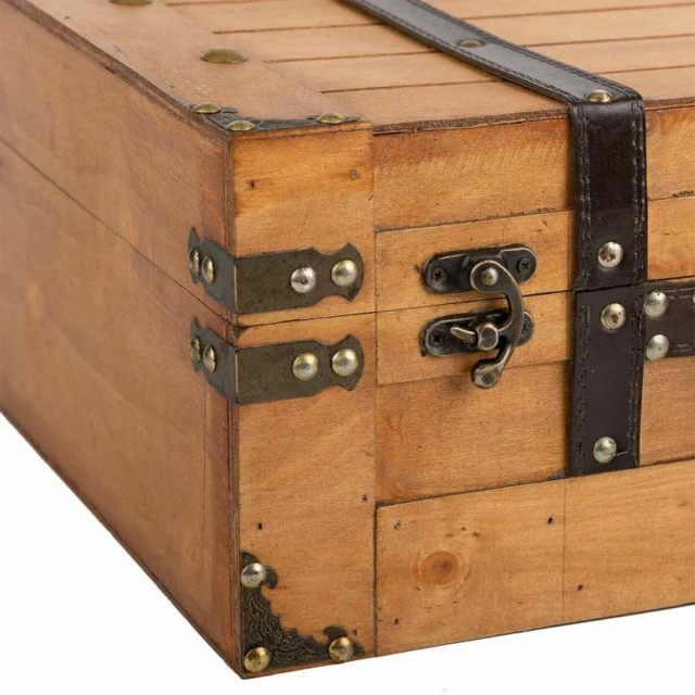 Decorative suitcase Alexandra House Living Brown PVC Wood Metal Vintag