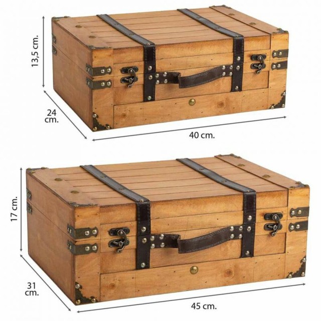 Valise décorative Alexandra House Living Marron PVC Bois Métal Vinta