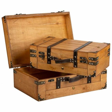 Decorative suitcase Alexandra House Living Brown PVC Wood Metal Vintag