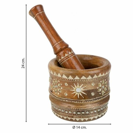 Mortar and pestle Alexandra House Living Mango wood 14 x 25 x 14 cm Br