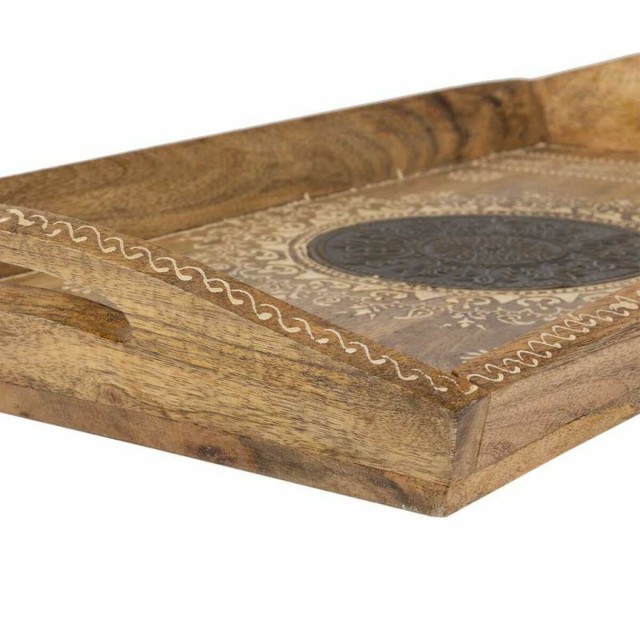 Plateau Alexandra House Living Blanc Naturel Bois de manguier 25 x 6 x