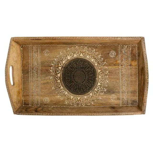 Plateau Alexandra House Living Blanc Naturel Bois de manguier 25 x 6 x