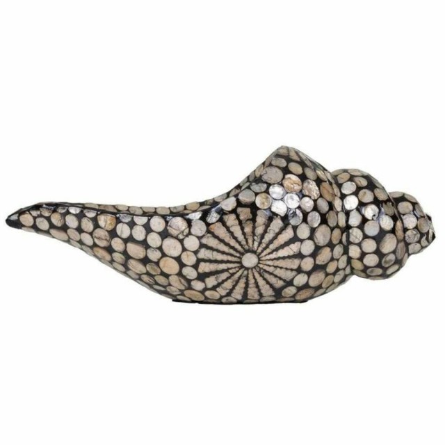 Decoratieve figuren Alexandra House Living Zwart Crème Schelp 16 x 15