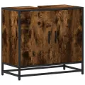 Armoire de lavabo de salle de bain chêne fumé 65x33x60 cm