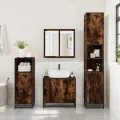 Armoire de lavabo de salle de bain chêne fumé 65x33x60 cm