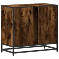Armoire de lavabo de salle de bain chêne fumé 65x33x60 cm