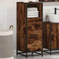 Armoire de bain chêne fumé 35x37,5x100cm bois d'ingénierie