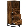 Armoire de bain chêne fumé 35x37,5x100cm bois d'ingénierie
