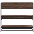 Table console chêne marron 90x35x80 cm bois d'ingénierie