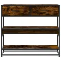 Table console chêne fumé 90x35x80 cm bois d'ingénierie