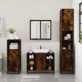 Armoire lavabo de salle de bain chêne fumé bois d'ingénierie