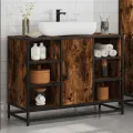 Armoire lavabo de salle de bain chêne fumé bois d'ingénierie