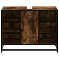 Armoire lavabo de salle de bain chêne fumé bois d'ingénierie