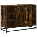 Armoire lavabo de salle de bain chêne fumé bois d'ingénierie
