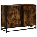 Armoire lavabo de salle de bain chêne fumé bois d'ingénierie