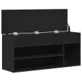 Banc à chaussures noir 102x30,5x45 cm bois d'ingénierie