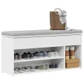 Banc à chaussures blanc 102x30,5x45 cm bois d'ingénierie