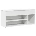 Banc à chaussures blanc 102x30,5x45 cm bois d'ingénierie