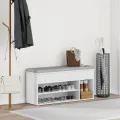 Banc à chaussures blanc 102x30,5x45 cm bois d'ingénierie