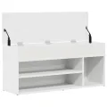 Banc à chaussures blanc 102x30,5x45 cm bois d'ingénierie