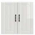 Armoire murale de cuisine Lucca blanc brillant bois ingénierie