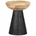 Table d'appoint noir Ø37x45 cm bois de manguier massif