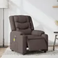 Fauteuil de massage inclinable électrique Marron foncé Tissu