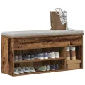 Banc à chaussures vieux bois 102x30,5x45 cm bois d'ingénierie