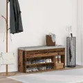 Banc à chaussures vieux bois 102x30,5x45 cm bois d'ingénierie