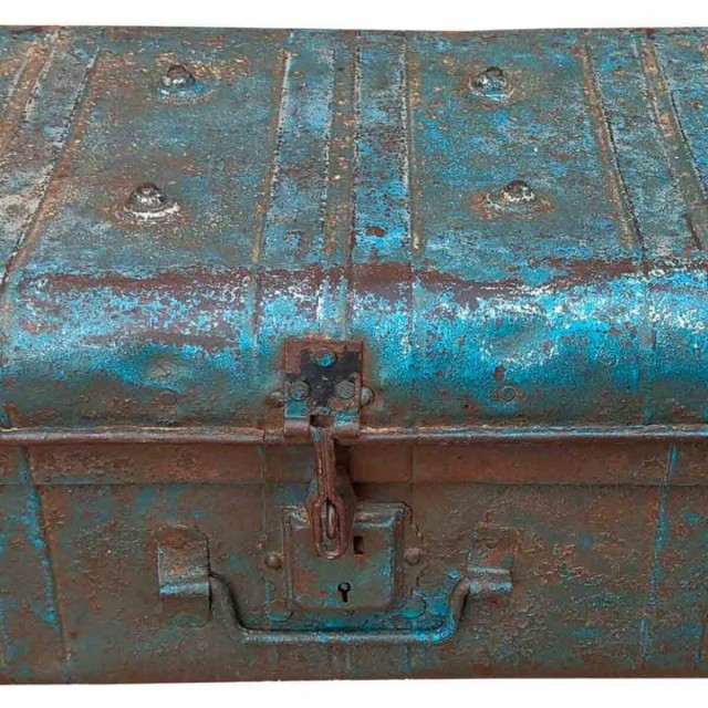 Valise décorative Alexandra House Living Bleu Fer Style artisanal 35