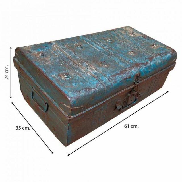 Decorative suitcase Alexandra House Living Blue Iron Traditional style