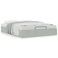 Cadre de lit ottoman sans matelas gris clair 140x200 cm velours