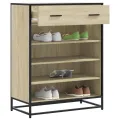 Armoire à chaussures chêne sonoma bois d'ingénierie et métal