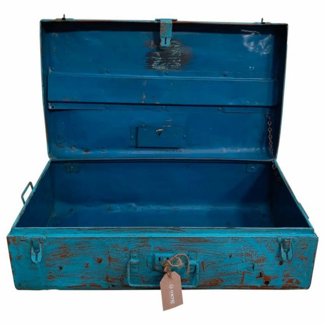 Decorative suitcase Alexandra House Living Blue Iron Traditional style