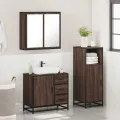 Ensemble de meubles de salle de bain 3 pcs Chêne marron