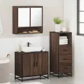 Ensemble de meubles de salle de bain 3 pcs Chêne marron