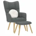 Chaise de relaxation avec repose-pied Gris foncé Tissu