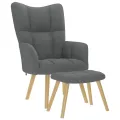 Chaise de relaxation avec repose-pied Gris foncé Tissu