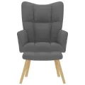 Chaise de relaxation avec repose-pied Gris foncé Tissu
