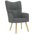 Chaise de relaxation avec repose-pied Gris foncé Tissu