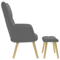 Chaise de relaxation avec repose-pied Gris foncé Tissu
